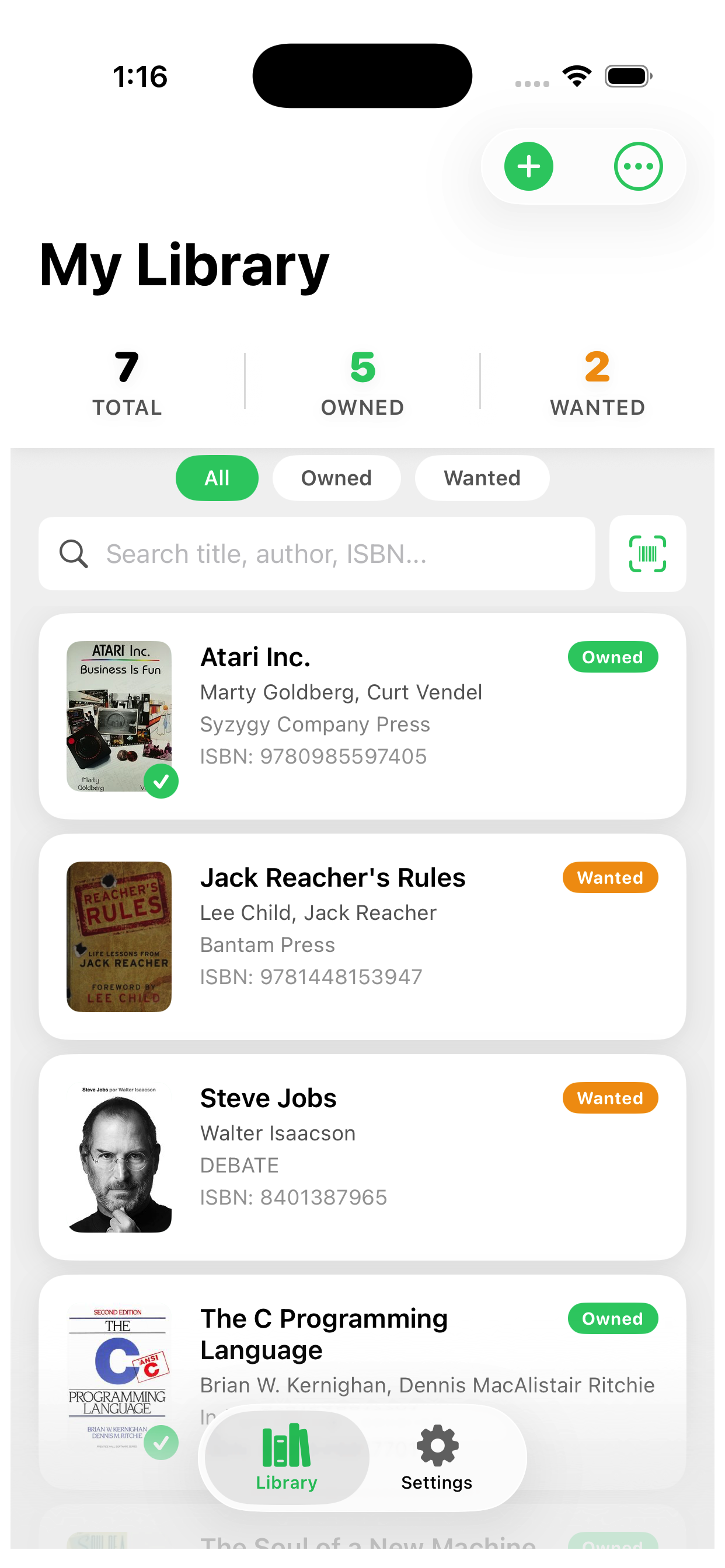 Bookworm main library view